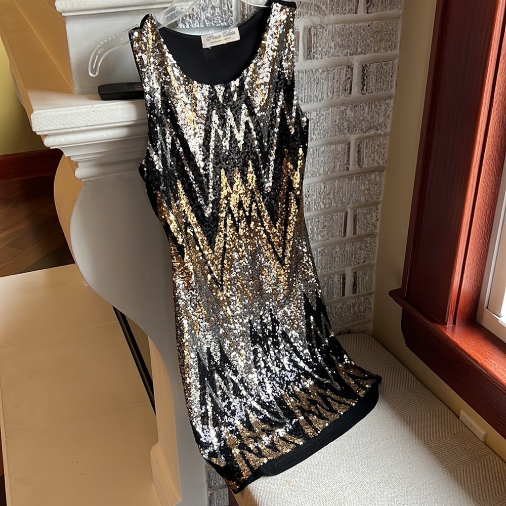 Sparkly gold silver and black dress size small